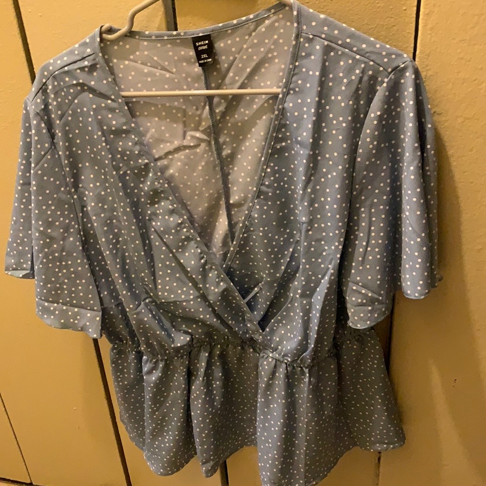 Short Sleeve Polka Dot Blouse